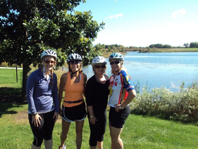Biking ladies on the Des Plaines River Trail